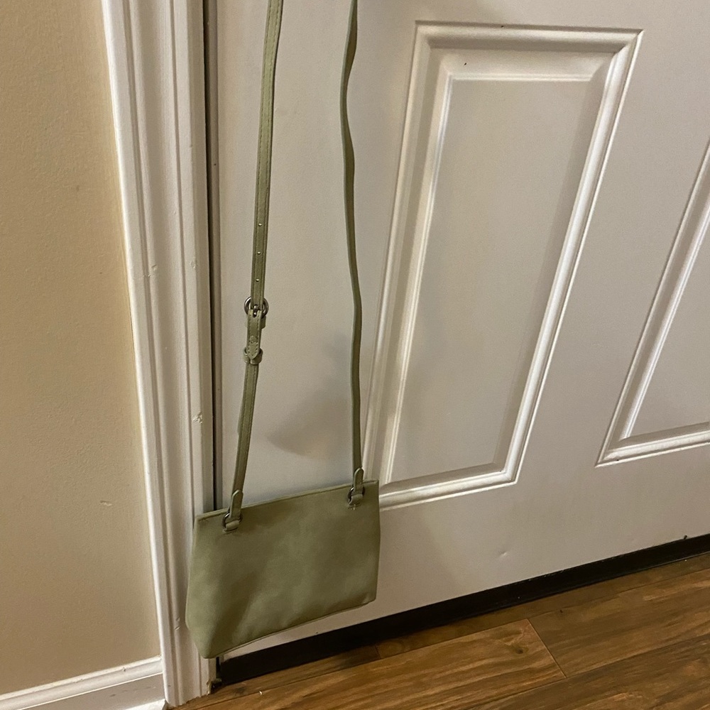 Green suede small cross body